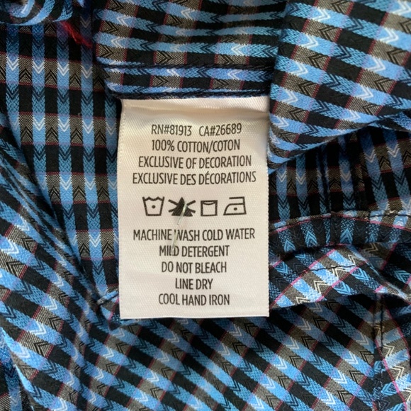 Robert Graham Blue Button-Up tropical flip cuff print Large - Picture 8 of 9